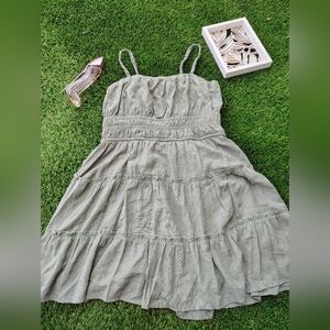 Trixxi Olive Green Smocked Dress